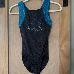 Apex Charcoal and Teal Athletic Leotard